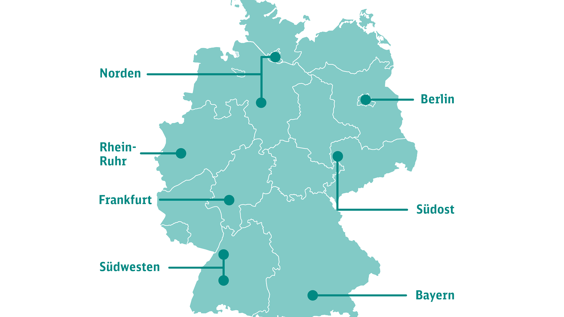 Deutschlandkarte mit den regionalen Netzwerken